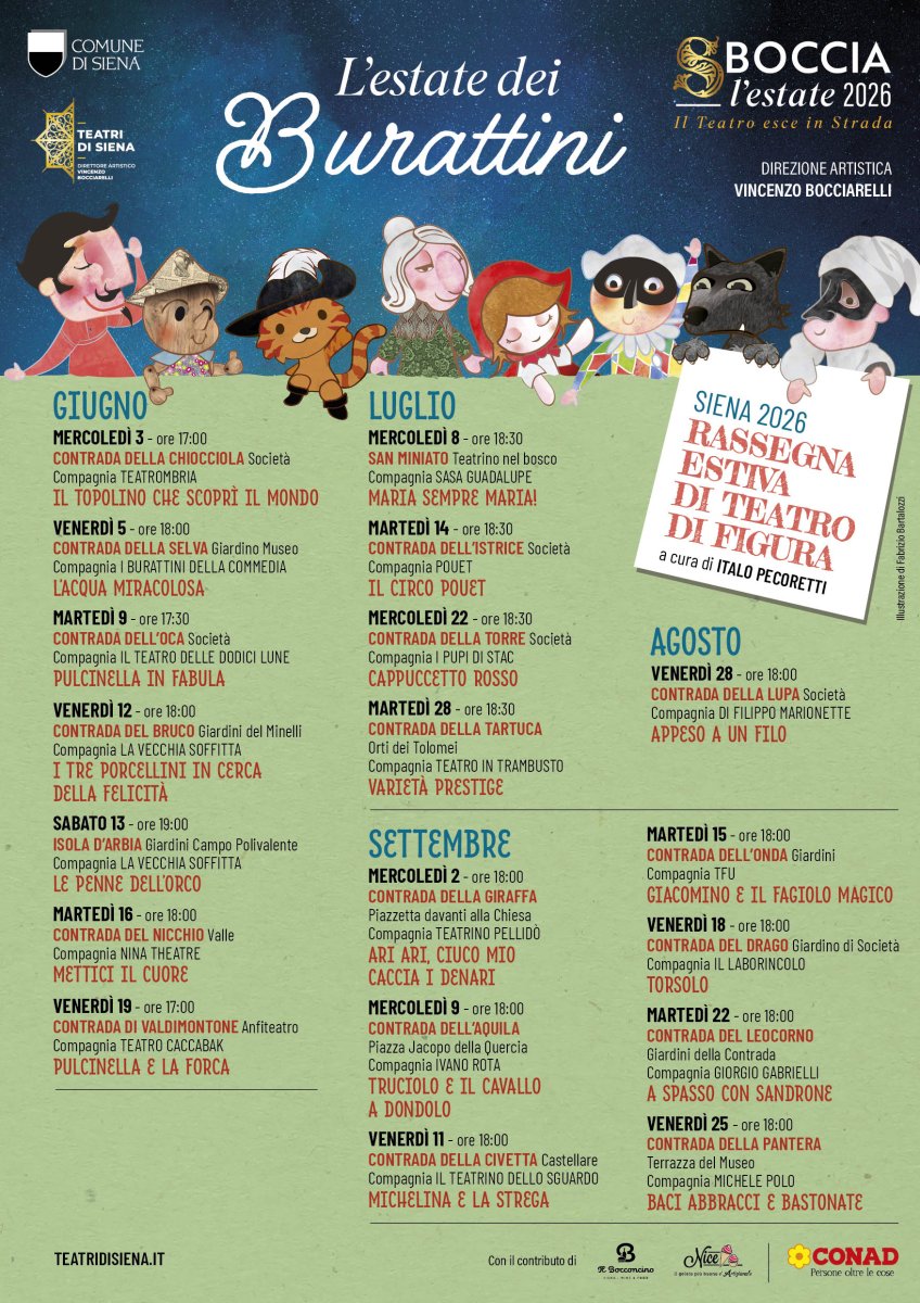 Burattini d'estate a Siena: la rassegna family-friendly con 16