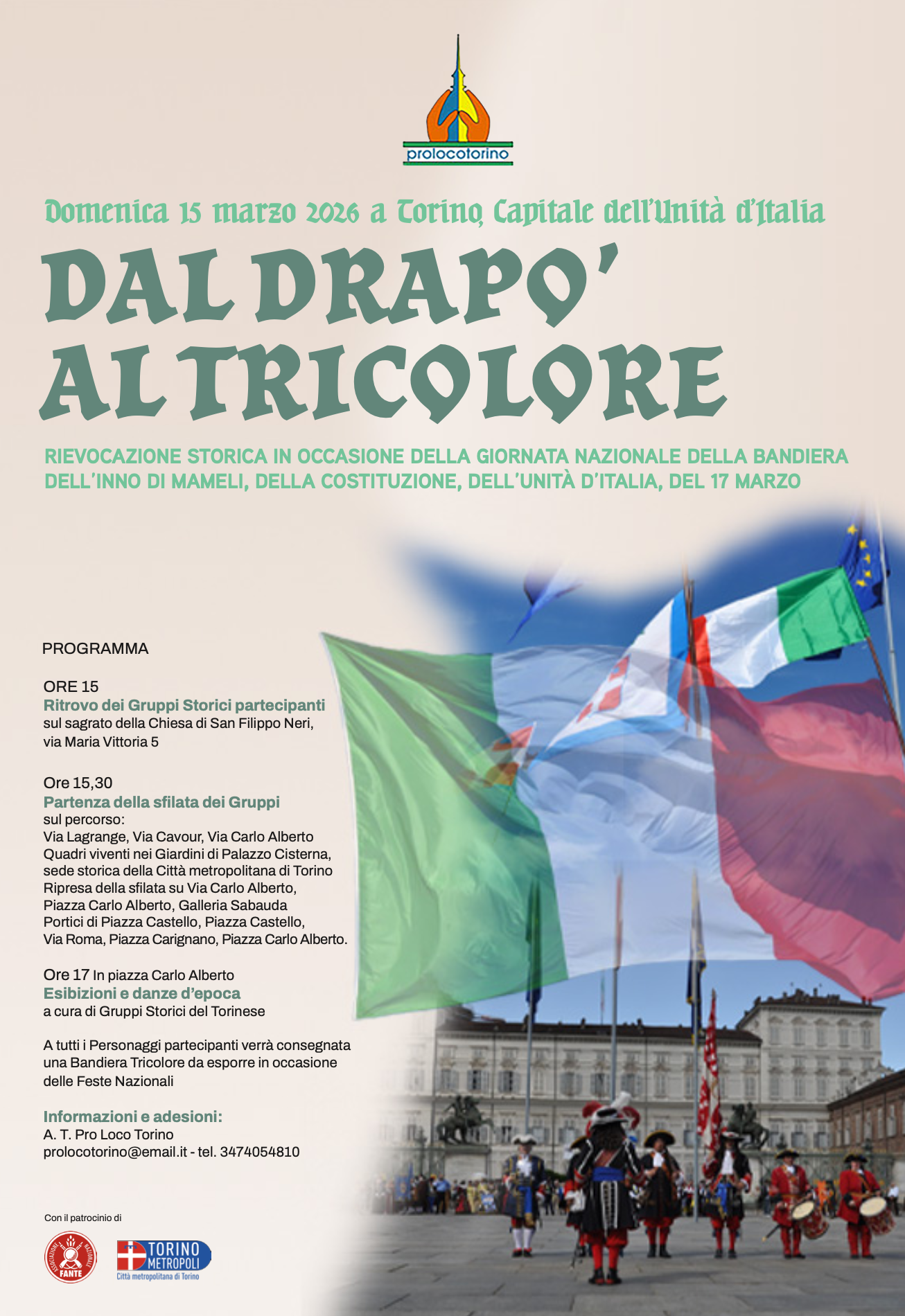 Dal Drapò al Tricolore: rievocazione storica nei monumenti di Torino