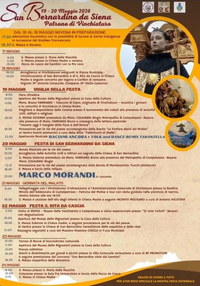 Eventi in Molise del 20 maggio 2026: mostre, festival, convegni e feste