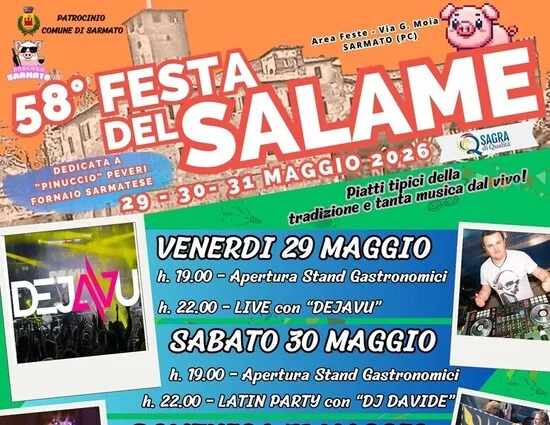 Festa del Salame a Sarmato (PC) – 29-31 maggio 2026