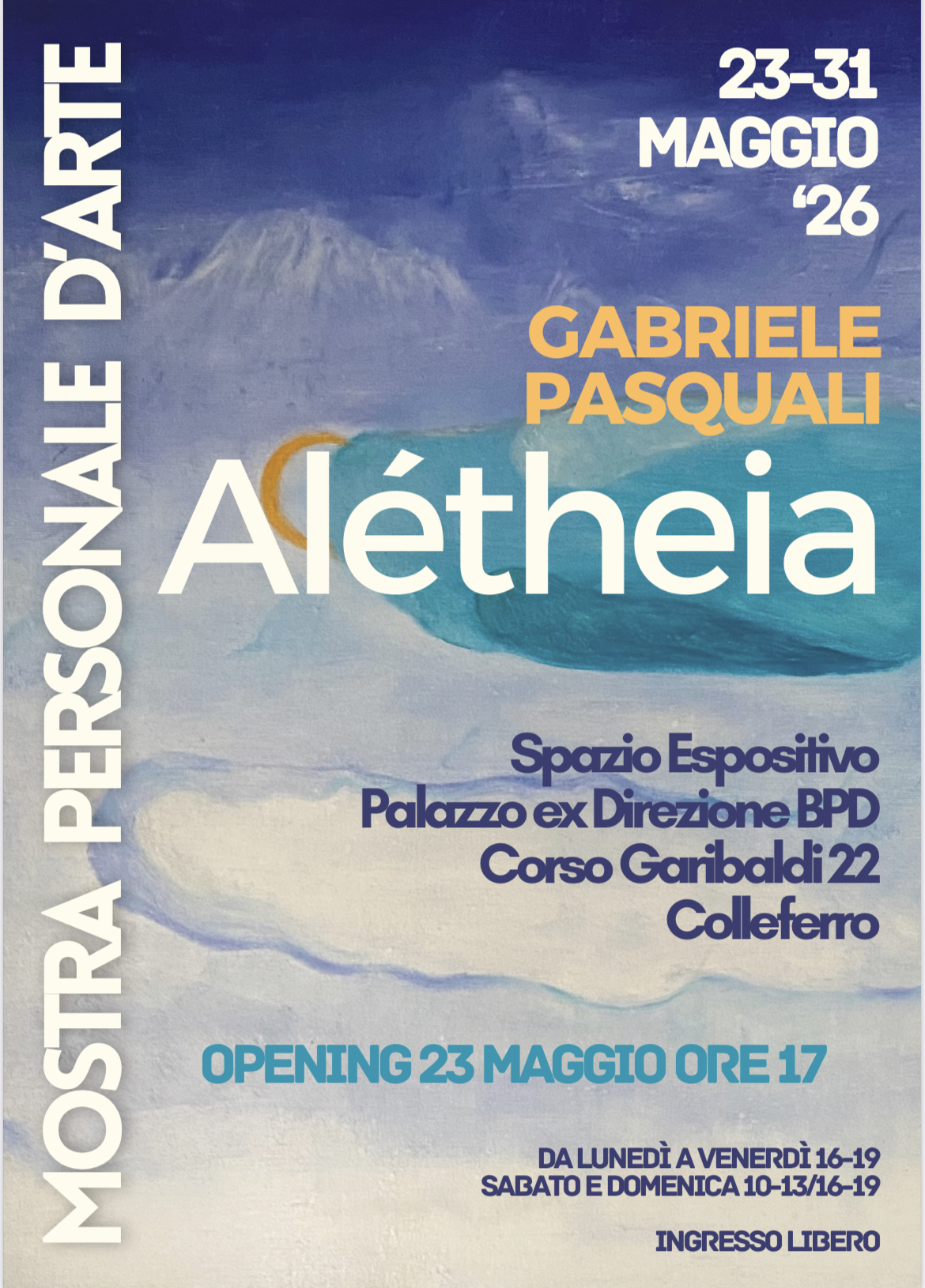 Gabriele Pasquali a Colleferro: "Alètheia", la prima mostra personale