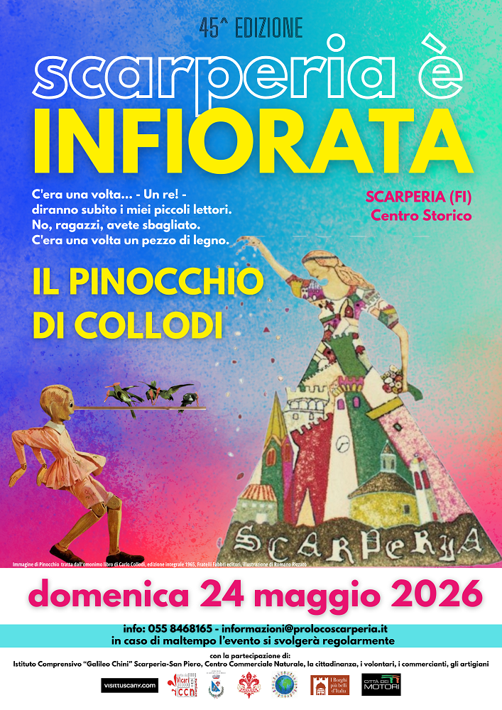 Infiorata di Scarperia 2026: Il Pinocchio di Carlo Collodi (45ª